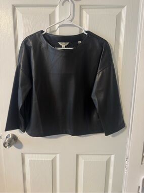 Max Studio Black Faux Leather Boxy Tunic